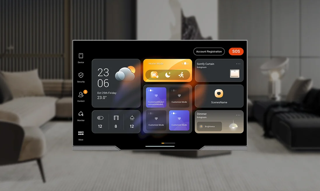 Akubela HyPanel Ultra: معدن رمادي داكن، على حامله في غرفة، صورة من Akubela