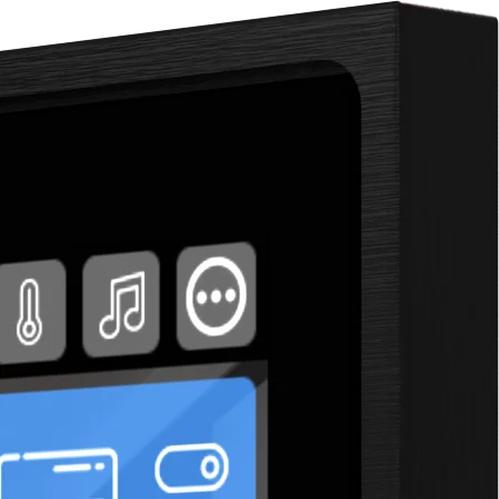 Inspinia 4 SQ room controller: black, Close-up of the frame and the glass, cut from Inspinia's picture